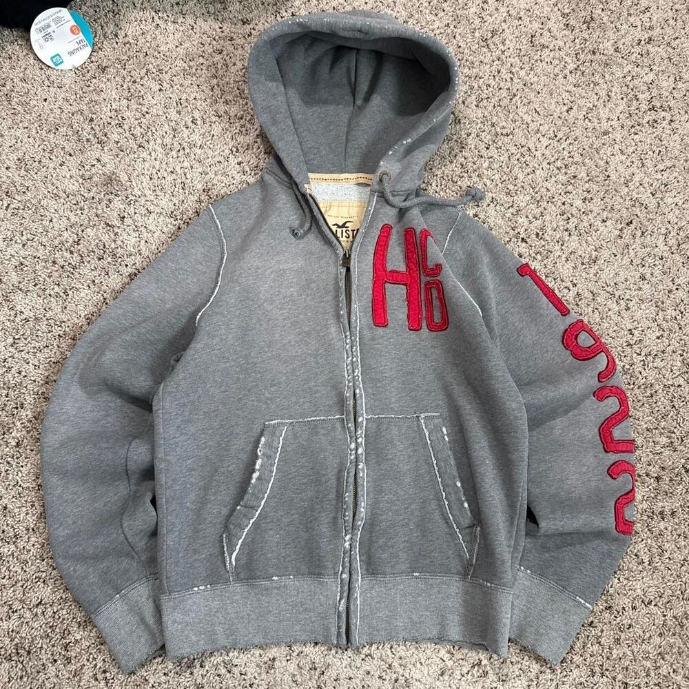 Hollister-co Men's Grey Hoodie